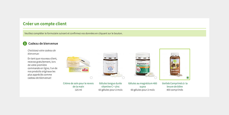 Choisissez tout d’abord votre cadeau de bienvenue.