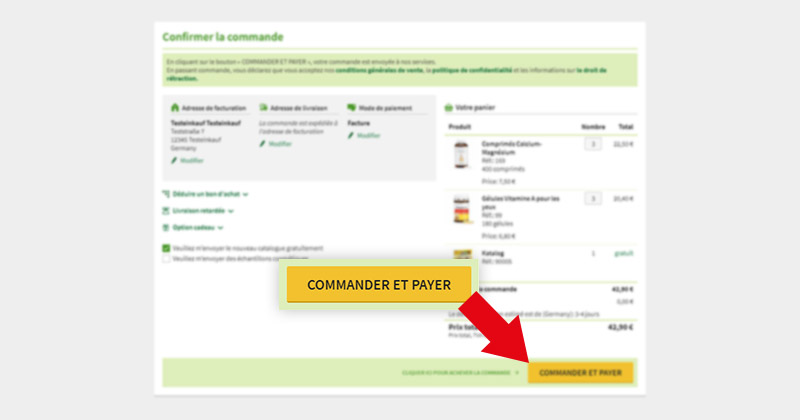 Après avoir cliqué sur ce bouton, votre commande est envoyée à nos services.