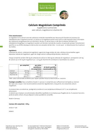 Comprimés Calcium-Magnésium 400 comprimés
