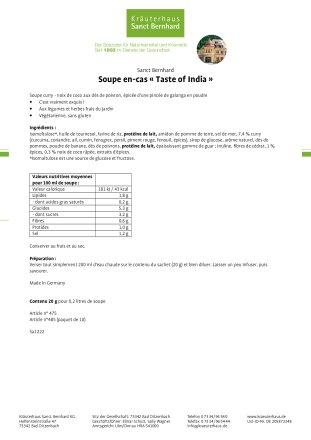 Soupe en-cas « Taste of India » 20 g