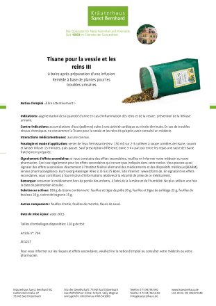 Tisane pour la vessie et les reins III 120 g