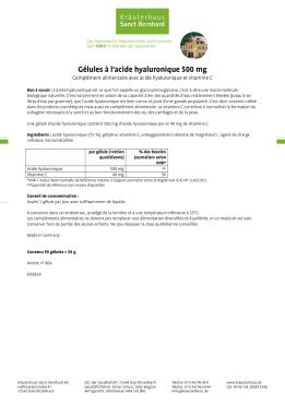 Gélules à l'acide hyaluronique 500 mg 90 gélules