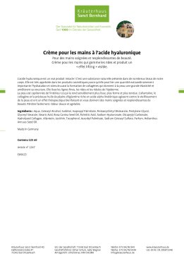 Crème pour les mains à  l'acide hyaluronique 125 ml