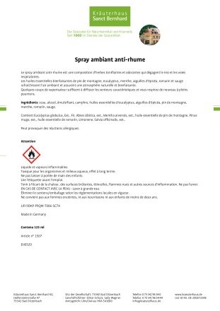 Spray ambiant anti-rhume 125 ml