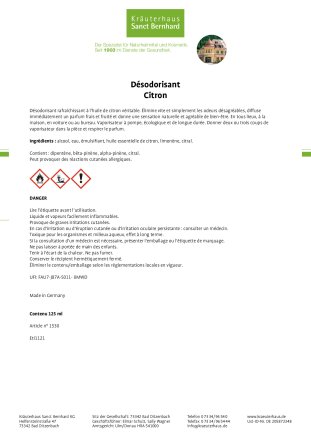 Désodorisant Citron 125 ml