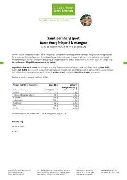 Sanct Bernhard Sport Barre énergétique aux mangue paquet de 20 barres 1000 g