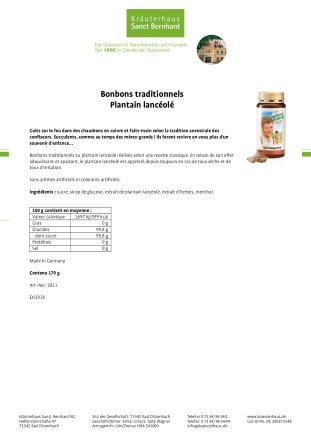 Bonbons traditionnels  Plantain lancéolé 170 g